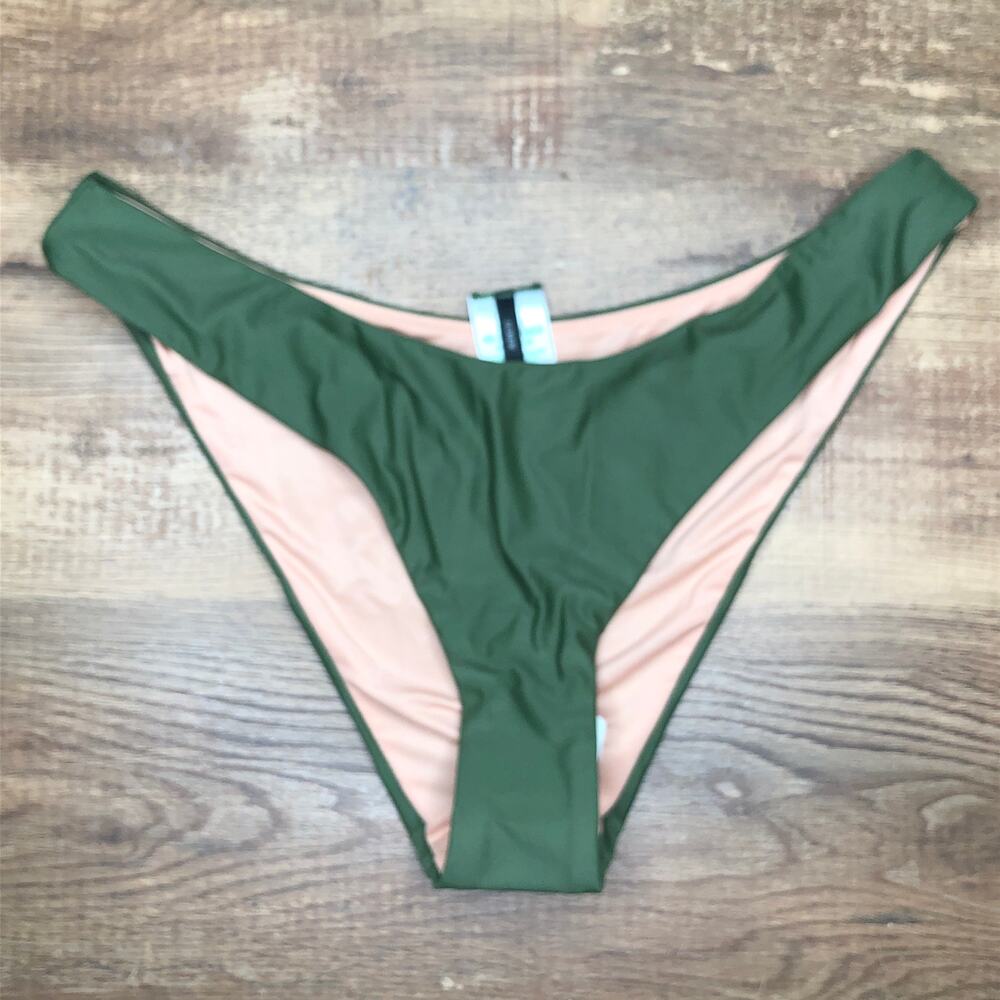 J. Crew Curved Waist Cheeky Bikini Bottom Size Medium Green BC125 NWT